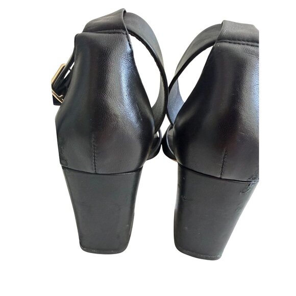 VIA SPIGA Black Leather Ankle Strap Sandals Heels Size 7.5 - Picture 5 of 12